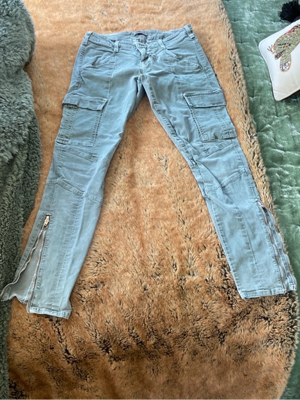 J Brand Light Blue Skinny Cargo Jeans with Ankle Zips